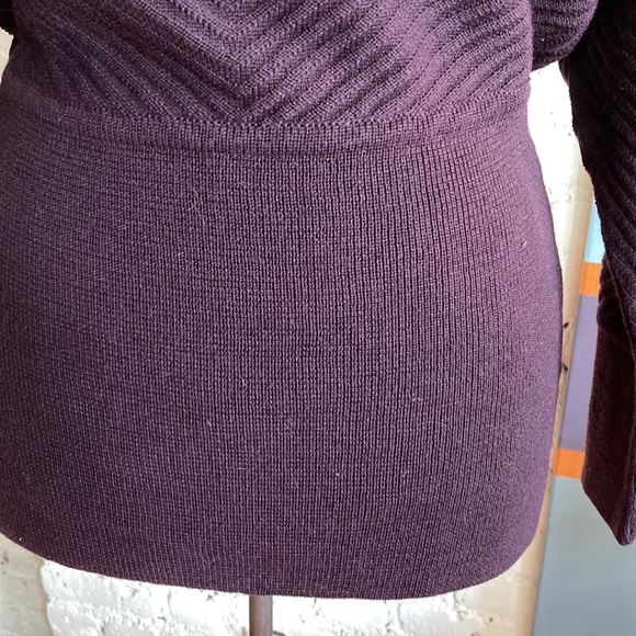 Vintage 80s plum knit wool crew neck sweater dolman sleeves made in Italy EVC - Picture 6 of 16